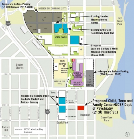 map of UCSF Mission Bay and Dogpatch
