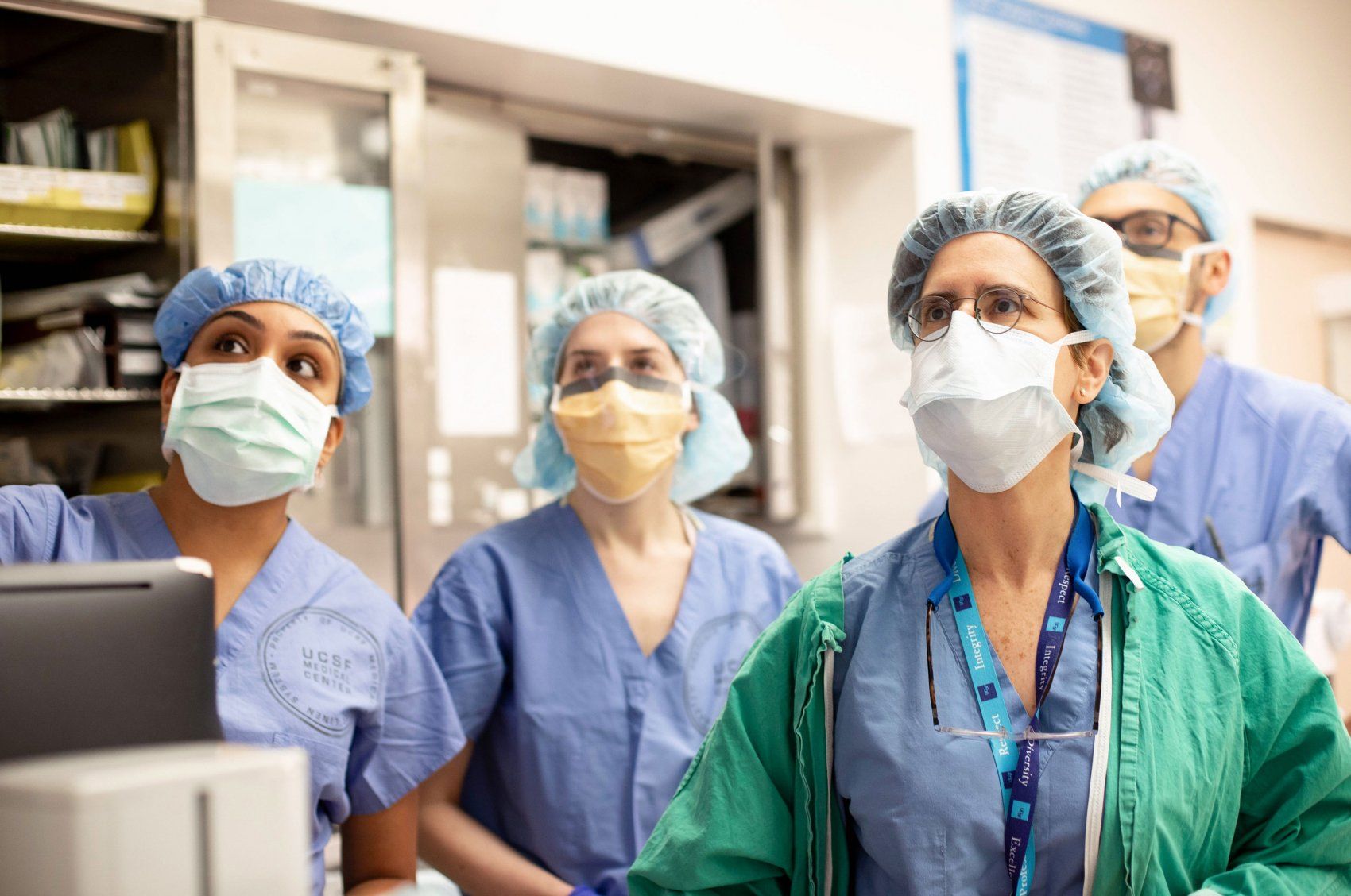 Doctors wearing surgery scrubs
