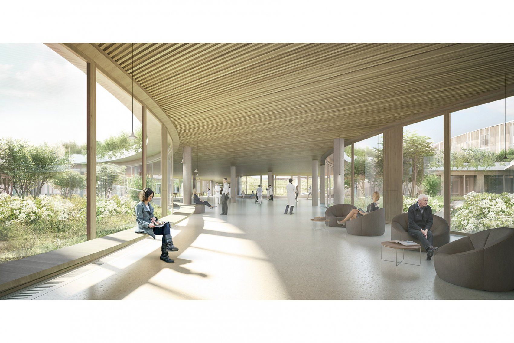 rendering of lobby in New North Zealand Hospital