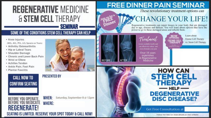 Examples of ads for stem cell therapies not backed by science