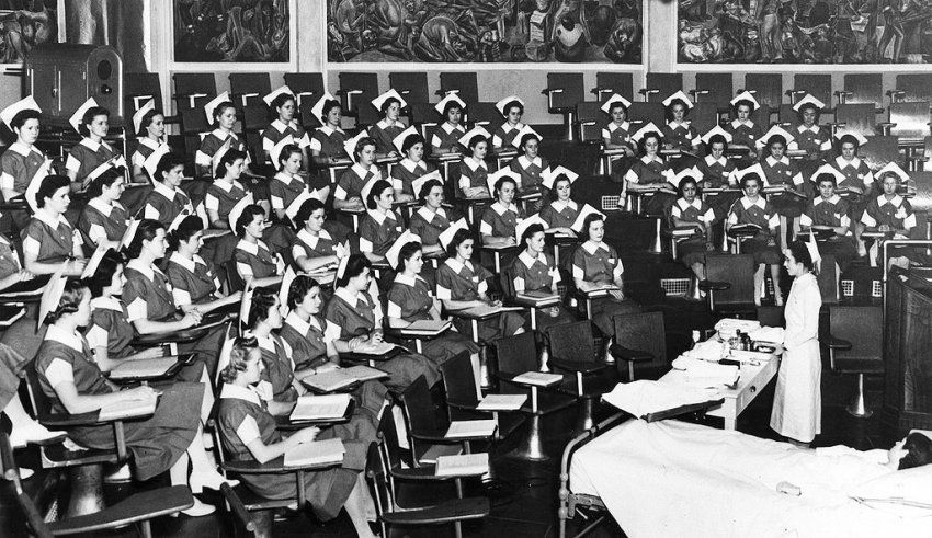 historic photo of a large nursing class circa 1941