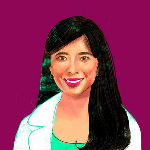 A graphic illustration of Kelly Nguyen.