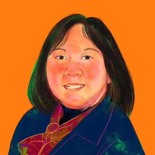 A graphic illustration of Pauline Chin.