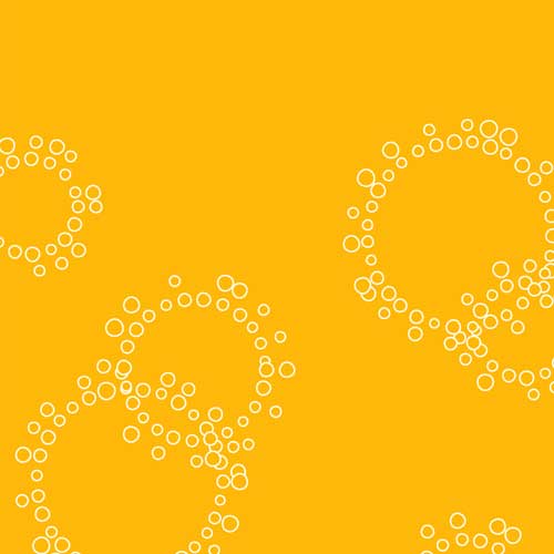 A graphic pattern of a yellow circles on a bright yellow background.