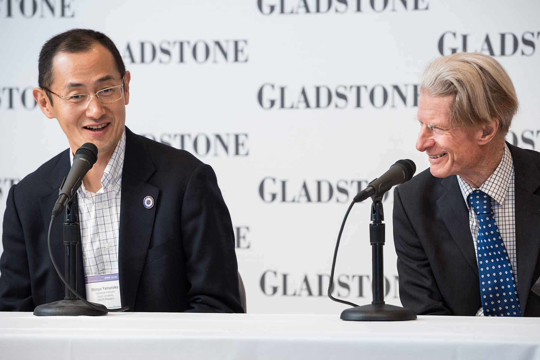 Shinya Yamanaka at a Gladstone Institutes press event.