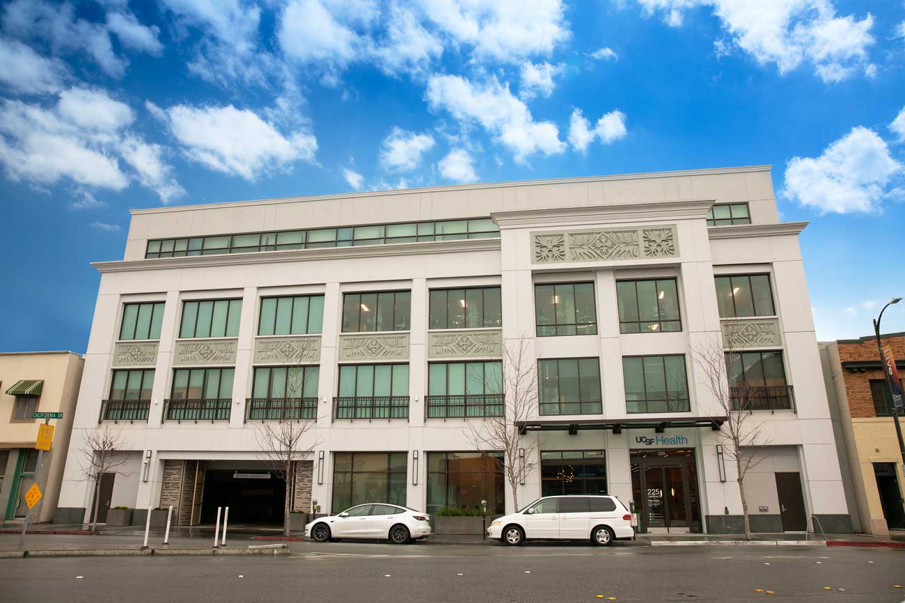 An exterior shot of the new Peninsula Outpatient Center in Burlingame.