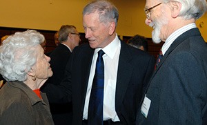 Francis Larragueta, Bill Rutter talks with William Rutter and Chancellor Mike Bishop