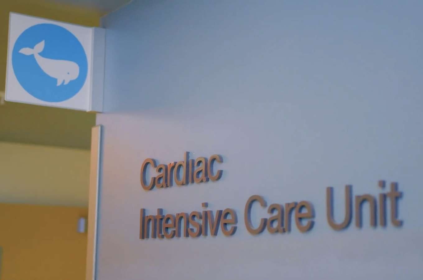 Cardiac Intensive Care Unit sign on wall.