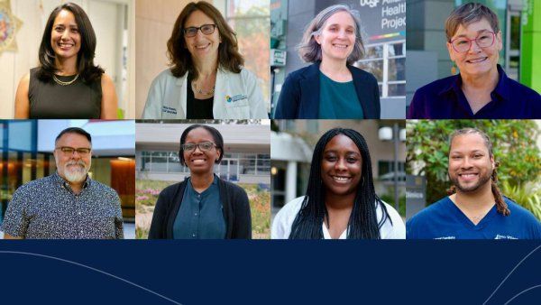 A collage of 8 recipient headshots smiling.